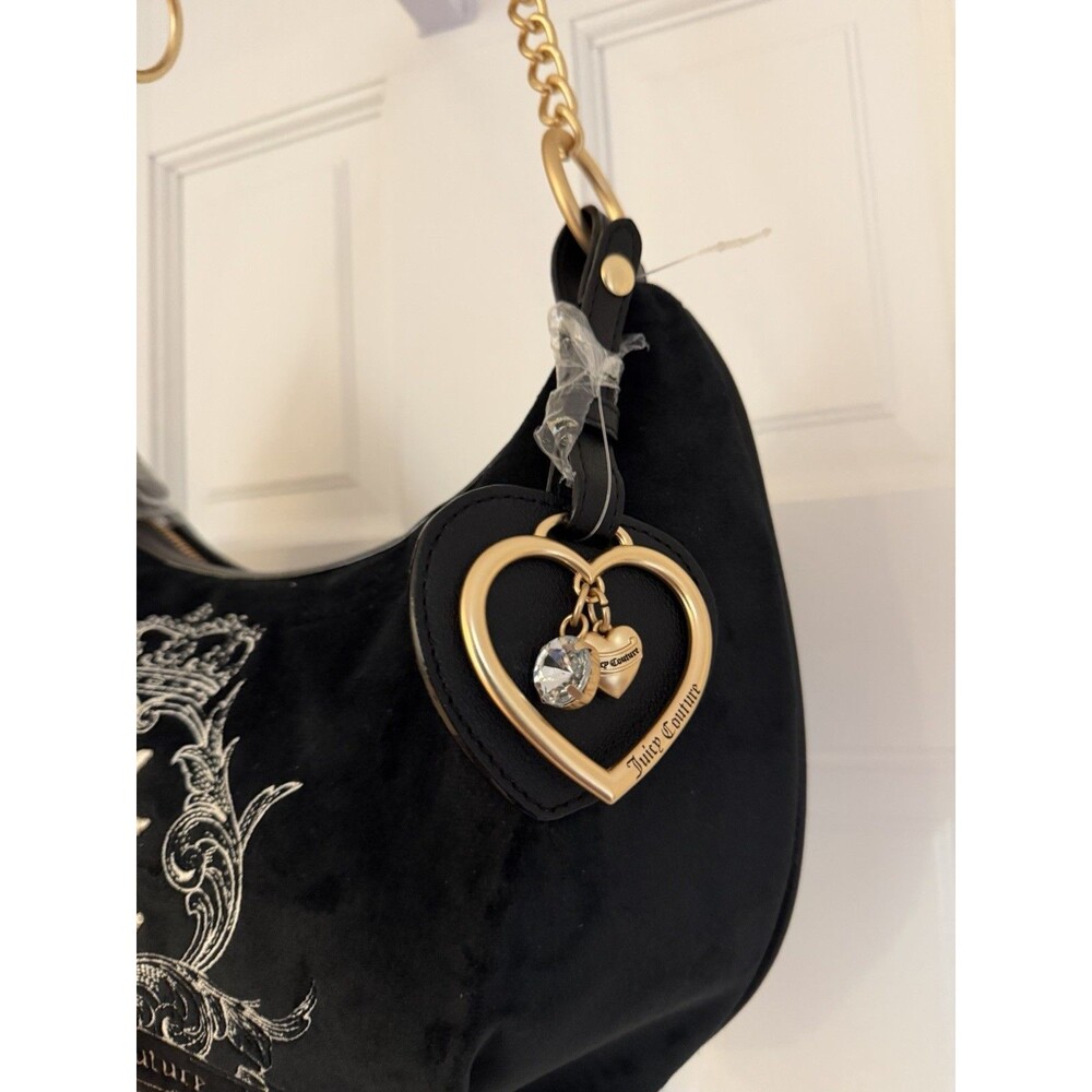 Juicy Couture Liquorice Need More Juicy Hobo Bag Velvet & Embroidered NWT - Picture 7 of 7